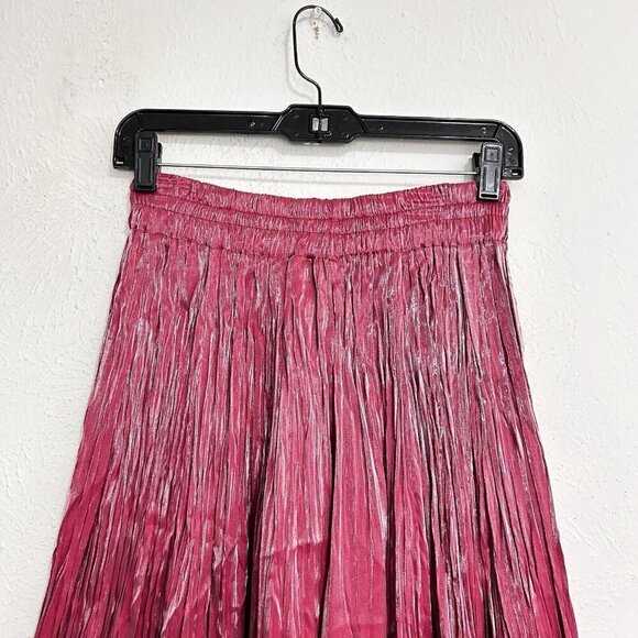 Longhorn By Niver Western Wear Crinkly Silky Long Maxi Skirt Mauve‎ Pink Size M - Picture 2 of 11